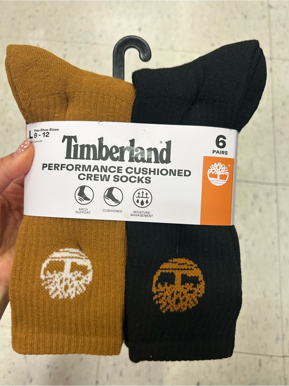Timberland men’s Performance Cushioned Crew Socks (6 Pack)